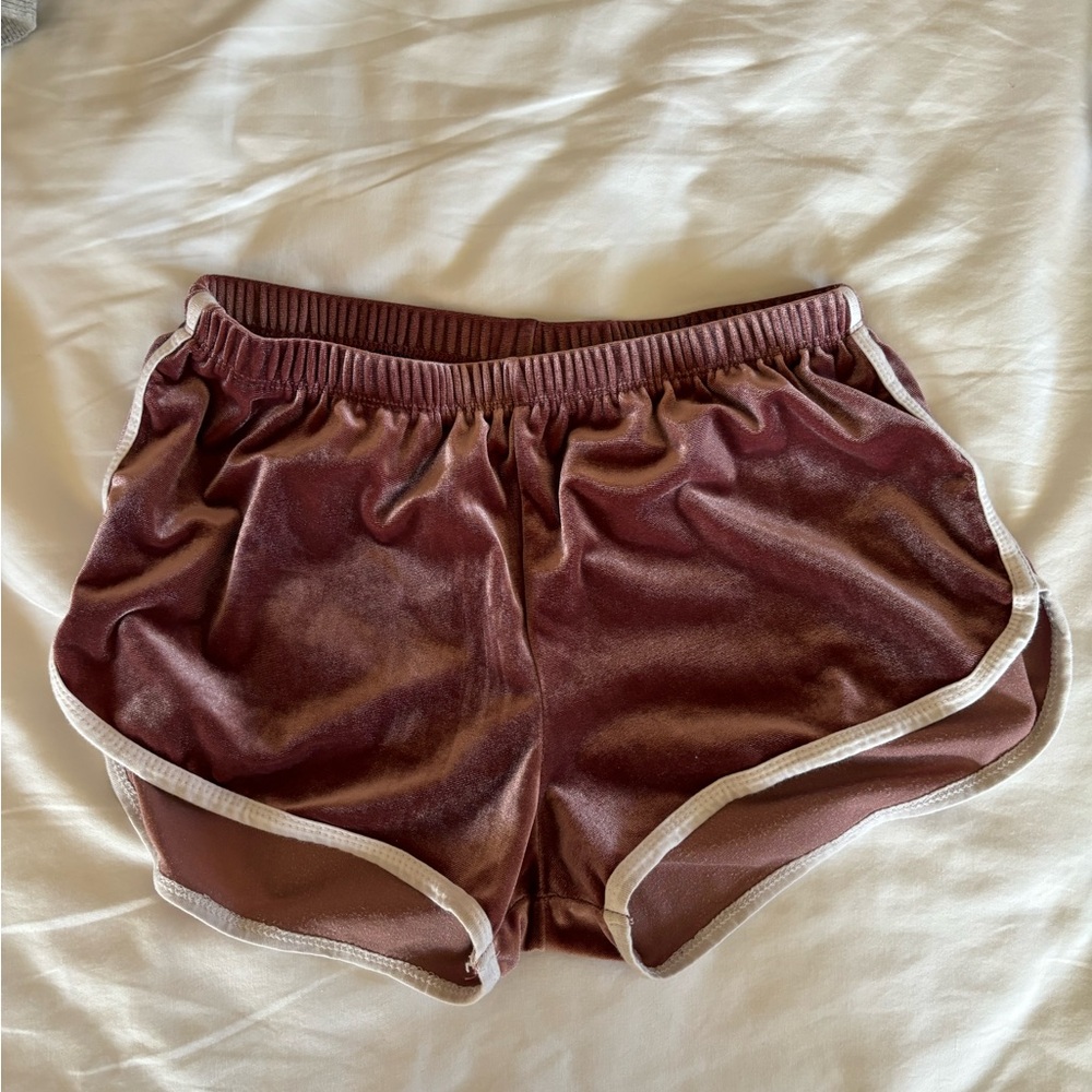 Velvet Athletic Shorts with White Trim